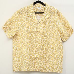 Bonobos Short Sleeve Men's Shirt Linen Floral Print Buttondown Yellow XL 286221